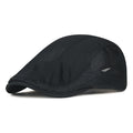 Black Mesh Flat Cap, Adjustable Polyester Ivy Newsboy Hat