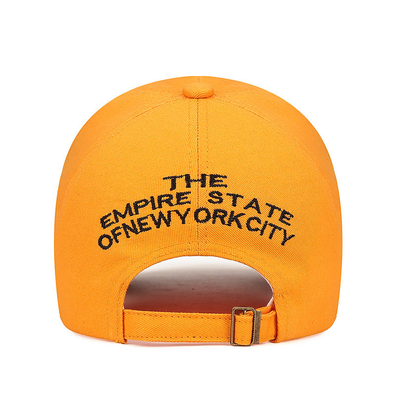 Orange NYC Baseball Cap, Adjustable Cotton Distressed Dad Hat