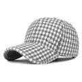 Gray White Houndstooth Baseball Cap, Adjustable Polyester Hat