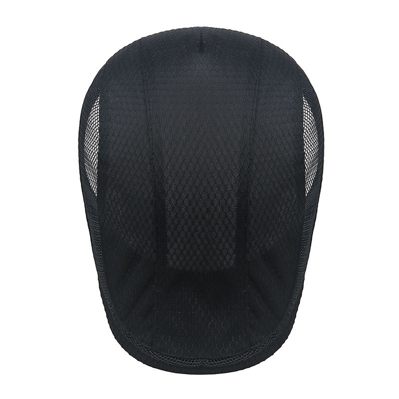Black Mesh Flat Cap, Adjustable Polyester Ivy Newsboy Hat