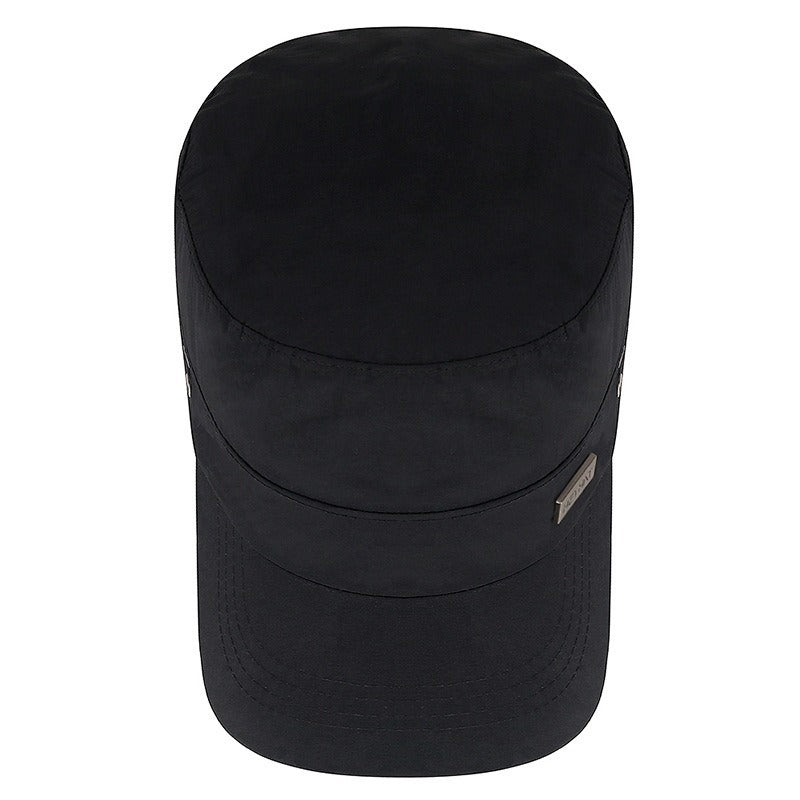 Black Flat Top Cap, Adjustable Polyester Military Hat