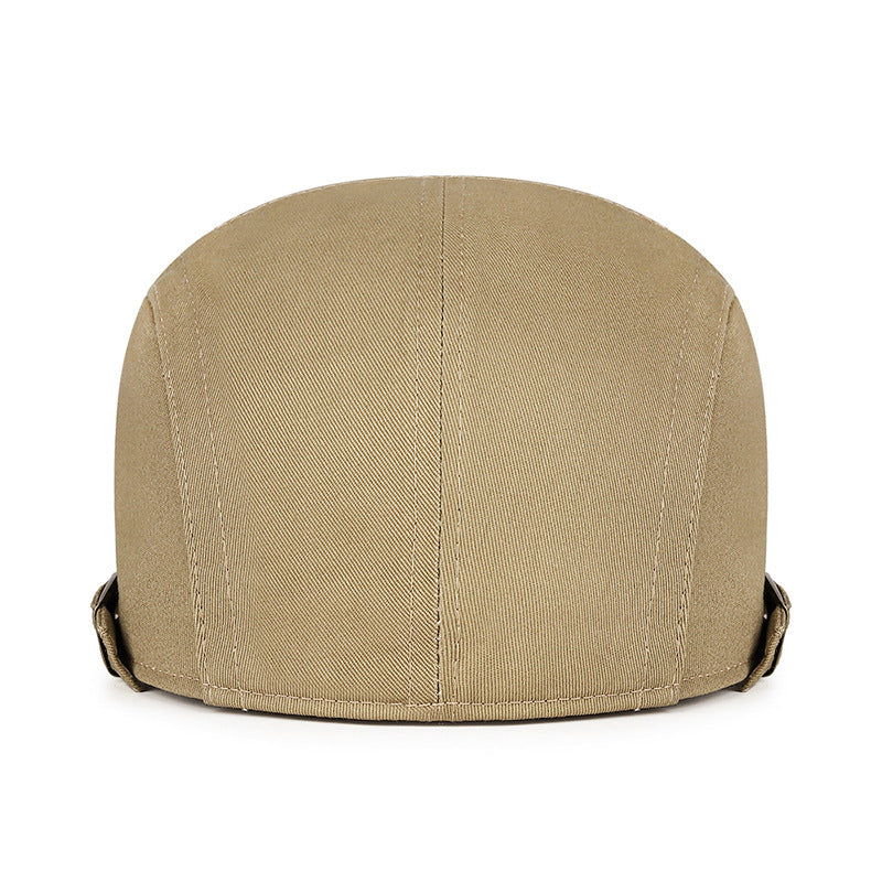 Khaki Flat Cap, Adjustable Cotton Blend Ivy Newsboy Hat