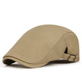 Khaki Flat Cap, Adjustable Cotton Blend Ivy Newsboy Hat