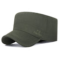 Army Green Flat Top Cap, Adjustable Cotton Military Hat