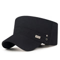 Black Flat Top Cap, Adjustable Polyester Military Hat