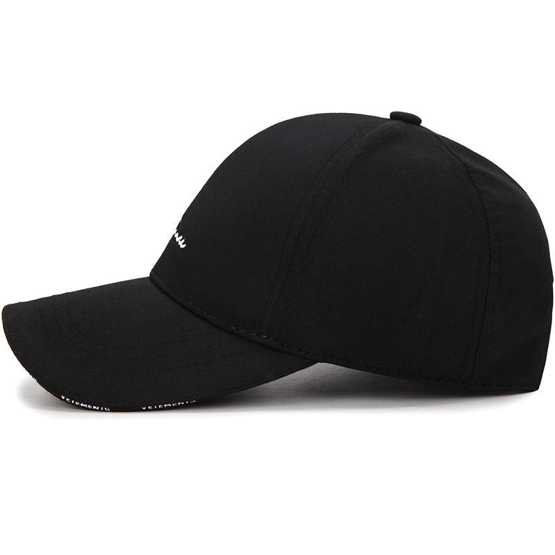 Black Baseball Cap, Adjustable Cotton Dad Hat with Embroidery
