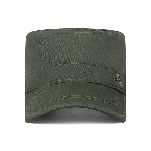 Army Green Flat Top Cap, Adjustable Cotton Military Hat