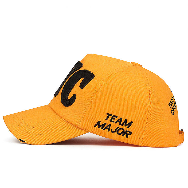Orange NYC Baseball Cap, Adjustable Cotton Distressed Dad Hat
